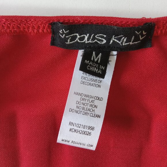DOLLS KILL Womens Med Derby 666 Cheerleader Halloween Red Crop Tank Top Shirt - Picture 6 of 9